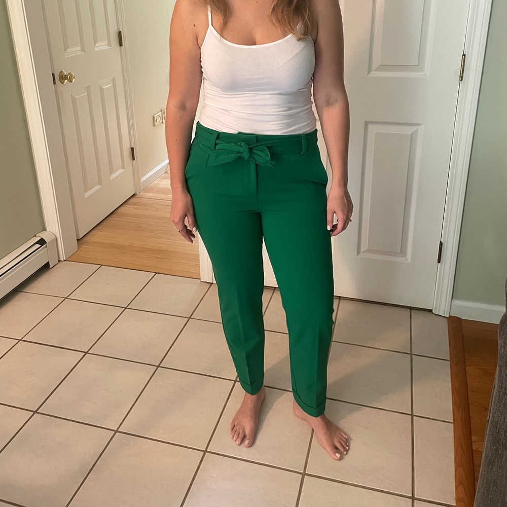 Loft green office pants with removable belt
